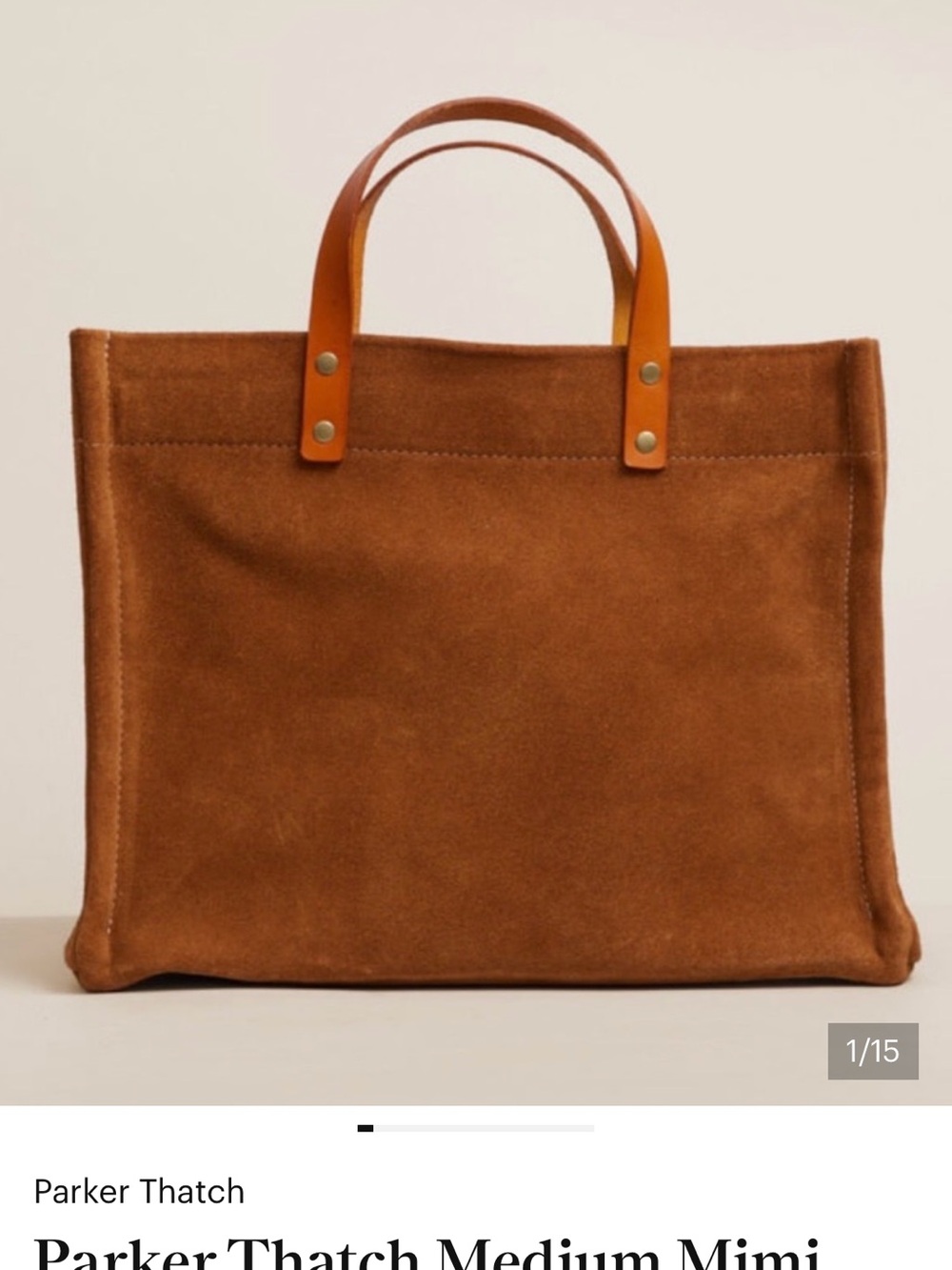 Parker Thatch Medium Suede Tote in Chestnut